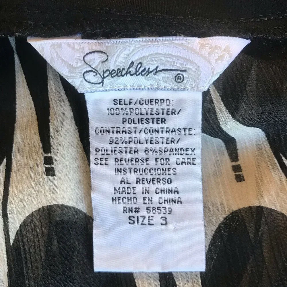 Speechless‎ Black & White Polka Dot Dress Cottagecore Sheer Puff Sleeves  Size 3